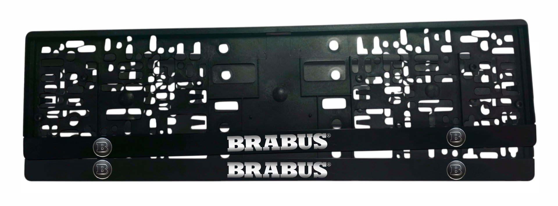 Рамка за регистрационен номер Brabus v2 с UV печат и надпис BRABUS, комплект 2 броя