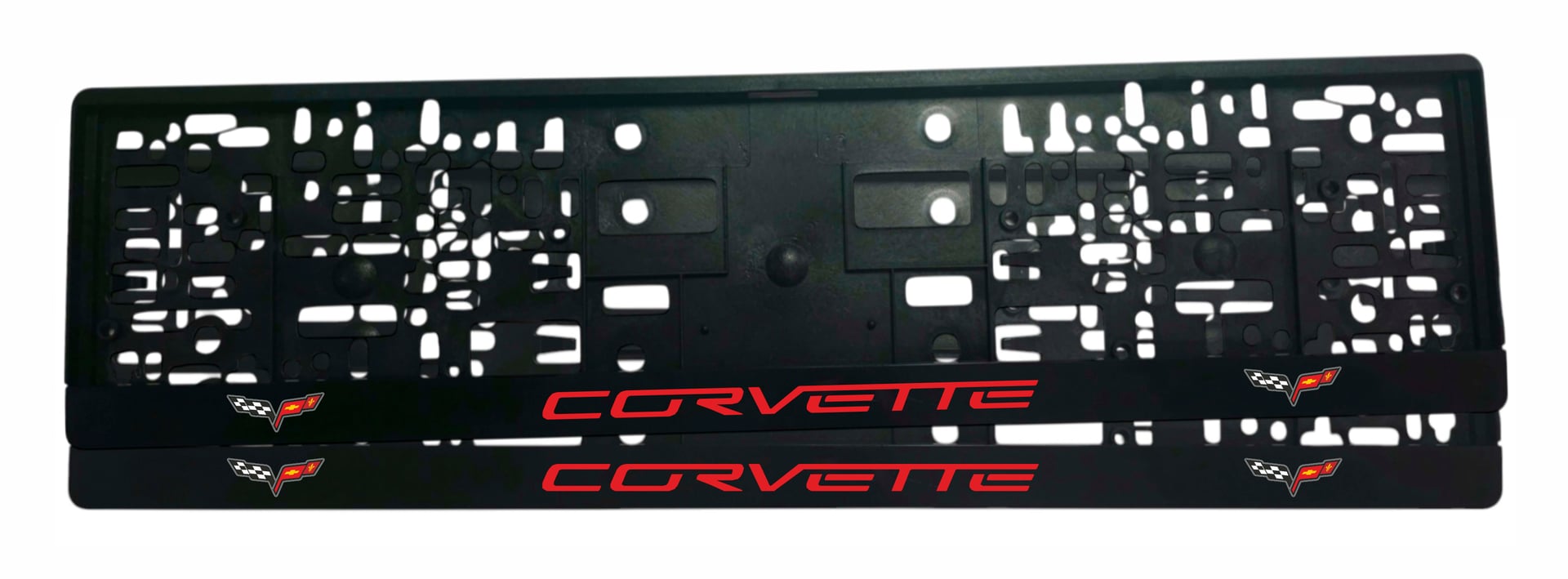 Рамка за регистрационен номер Corvette v2 с UV печат, комплект 2 броя