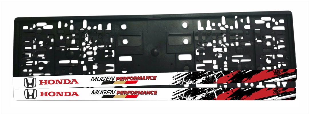Рамка за регистрационен номер Honda Mugen Performance v2 с UV печат и надпис MUGEN PERFORMANCE