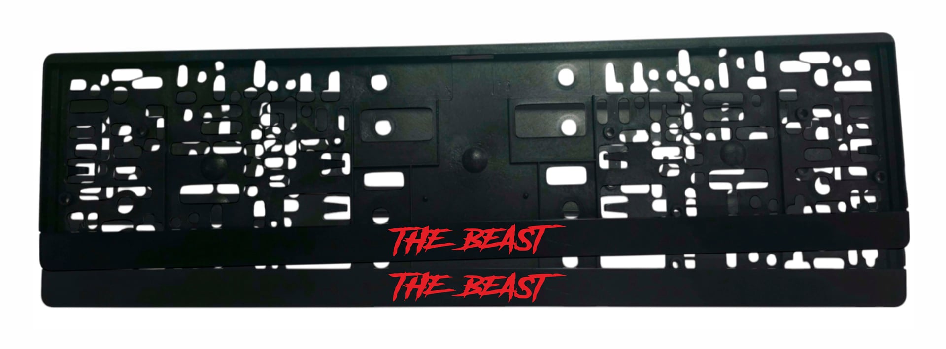 Рамка за регистрационен номер The Beast с UV печат, черна, универсална за всички автомобили