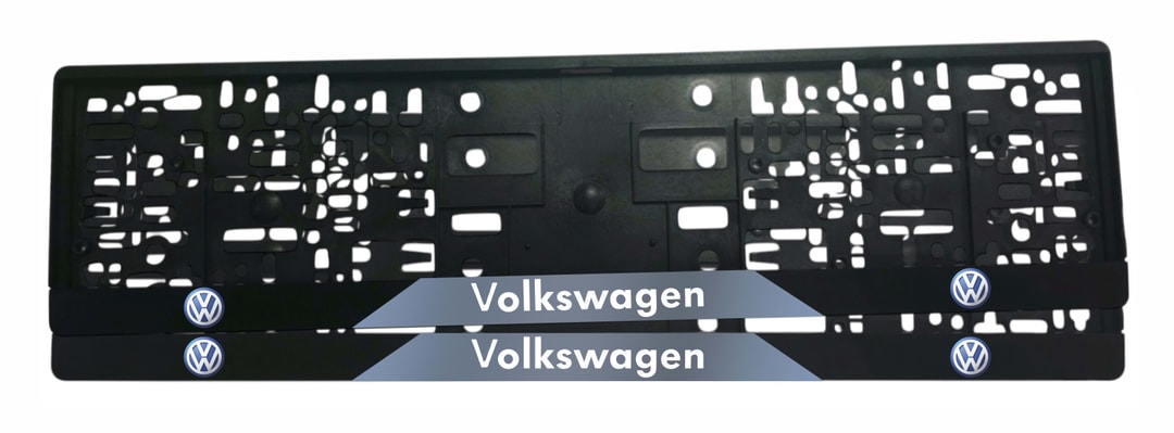 Рамка за регистрационен номер Volkswagen v3 с UV печат, надпис VOLKSWAGEN, комплект 2 броя