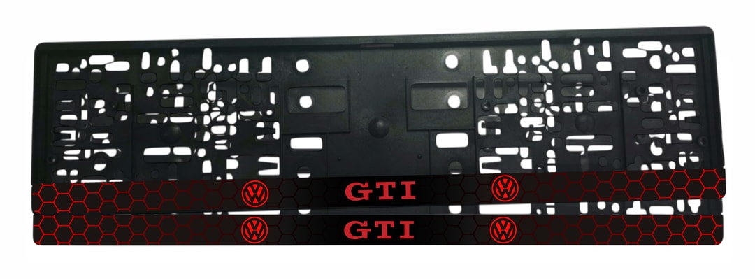 Рамка за регистрационен номер Volkswagen GTI v2 с UV печат, комплект 2 броя