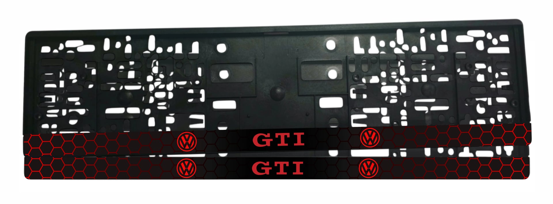 Рамка за регистрационен номер Volkswagen GTI v2 с UV печат, комплект 2 броя